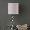 22" Nickel Bedside Table Lamp With Off White Drum Shade