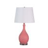 28" Pink Hammered Urn Table Lamp With White Tapered Drum Shade