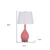 28" Pink Hammered Urn Table Lamp With White Tapered Drum Shade
