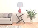 28" Pink Hammered Urn Table Lamp With White Tapered Drum Shade