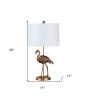 26" Gold Flamingo Table Lamp With White Drum Shade