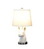 21" Silver Bedside Table Lamp With White Empire Shade