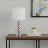 24" Silver Bedside Table Lamp With White Drum Shade