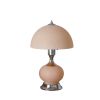 24" Silver Bedside Led Table Lamp With Pink Bowl Shade