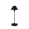 18" Black Metal Bedside Table Lamp With Black Cone Shade