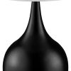 24" Black Metal Bedside Table Lamp With White Shade