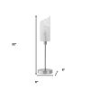 22" Silver Bedside Table Lamp With White Swirl Novelty Shade