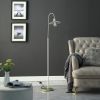 64" Gold And White Arched Floor Lamp With Gold Metal Cage Shade