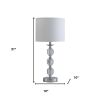 21" Silver Bedside Table Lamp With White Drum Shade