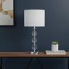 21" Silver Bedside Table Lamp With White Drum Shade