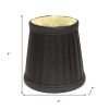 4" Black and Gold Set of 6 Slanted Pleat Chandelier Silk Lampshades