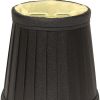 4" Black and Gold Set of 6 Slanted Pleat Chandelier Silk Lampshades