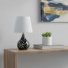 12" Black Table Lamp With White Globe Shade