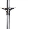 26" Silver Metal And Faux Crystal Table Lamp With White Cylinder Shade