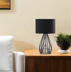 18â€ Asymmetric Black Cage Metal Table Lamp