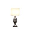 25" Silver Metal Urn Table Lamp With White Drum Shade