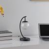 14" Matte Black Metal Arched Hanging Orb USB Table Lamp