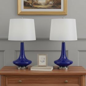Set Of Two 26" Silver Metal Two Light Bedside Table Lamps With White Globe Shade