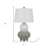 Set Of Two 24" Silver Metal Two Light Desk Table Lamps With White Globe Shade
