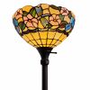 70" Green And Black Floor Lamp With Green Glass Bowl Shade