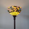 70" Green And Black Floor Lamp With Green Glass Bowl Shade