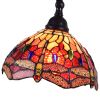 61" Black And Red Torchiere Floor Lamp With Red Dragonfly Glass Dome Shade