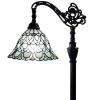 62" Brown Traditional Shaped Floor Lamp With White Stained Glass Bowl Shade