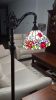 62" Espresso Metal Torchiere Floor Lamp With Green And White Flowers Glass Dome Shade