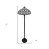 62" Brown And White Two Light Torchiere Floor Lamp With White Geometric Glass Dome Shade
