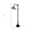 62" Brown And White Torchiere Floor Lamp With White Flowers Glass Dome Shade