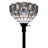 72" Brown And White Torchiere Floor Lamp With White Flowers Glass Dome Shade