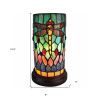 11" Green Brown and Orange Dragonfly Stained Glass Accent Lamp