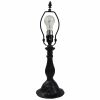19" Dark Brown Metal Candlestick Table Lamp With Ivory Dome Shade