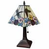 15" Dark Brown Metal Candlestick Table Lamp With Pink and Black Empire Shade