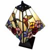 15" Dark Brown Metal Candlestick Table Lamp With Pink and Black Empire Shade