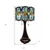 22" Dark Brown Metal Two Light Candlestick Table Lamp With Green Shade