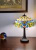 23" Dark Brown Metal Two Light Candlestick Table Lamp With Green Shade