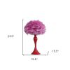 24" Glam Hot Pink Feather and Red Table Lamp