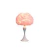 24" Glam Pink Faux Feather and White Metal Table Lamp