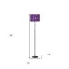 63" Steel and Acrylic Floor Lamp With Purple Flowers Fabric Drum Shade