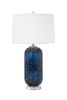 Set of Two 30" Blue Crystal Table Lamp With White Drum Shade