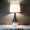 Set Of Two 31" Black And White Glass Table Lamps With White Empire Shade