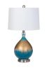 Set of Two 27" Blue and Gold Ombre Glass Table Lamps With White Empire Shade