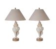 Set of Two 30" Beige and Brown Novelty Table Lamp Coastal With Tan Empire Shade