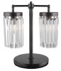 18" Black Iron Two Light Cylinder Bedside Table Lamp With Clear Cylinder Shade
