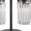18" Black Iron Two Light Cylinder Bedside Table Lamp With Clear Cylinder Shade