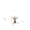 18" Antiqued Bronzed Stag Bust Table Lamp With White Drum Shade