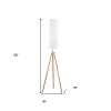 58" Natural Wood Look Tripod Floor Lamp With White Shade