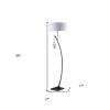 59" Matte Black Dual Arc Floor Lamp With White Drum Shade