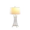 29" Silver Bamboo Design Table Lamp With Off White Drum Shade